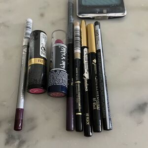 Lot 9 Pcs Eye Liners Lip Liner Lipstick Eyeshadow New Sealed Black Plum Pink